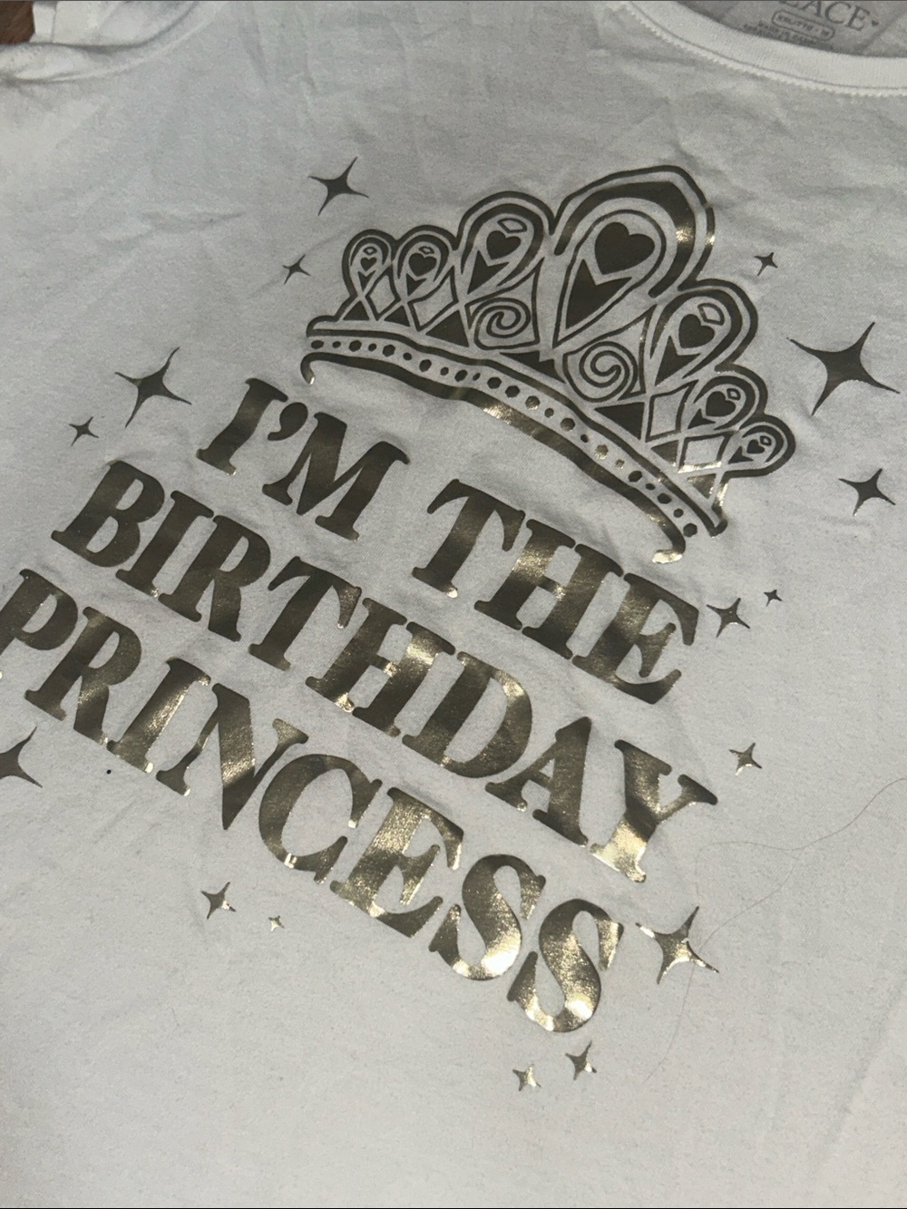 Girls White "I'm The Birthday Princess" Tee with Gold Foil XXL